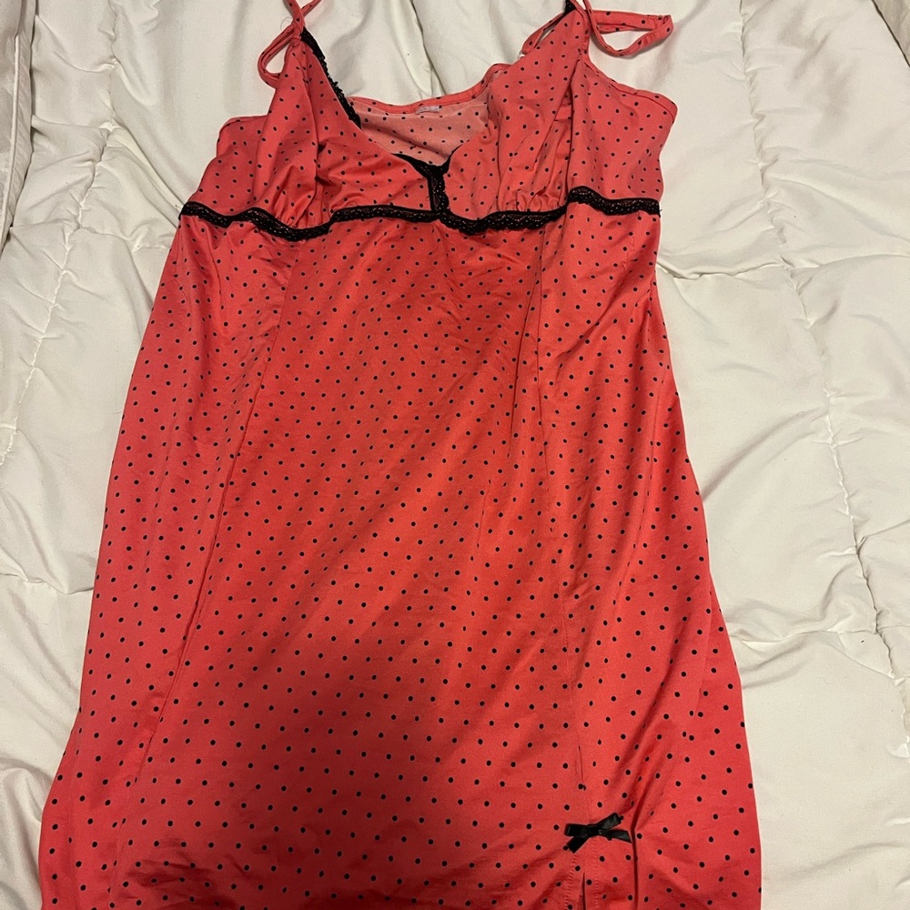 Polka Dot Nightgown with Black Accents